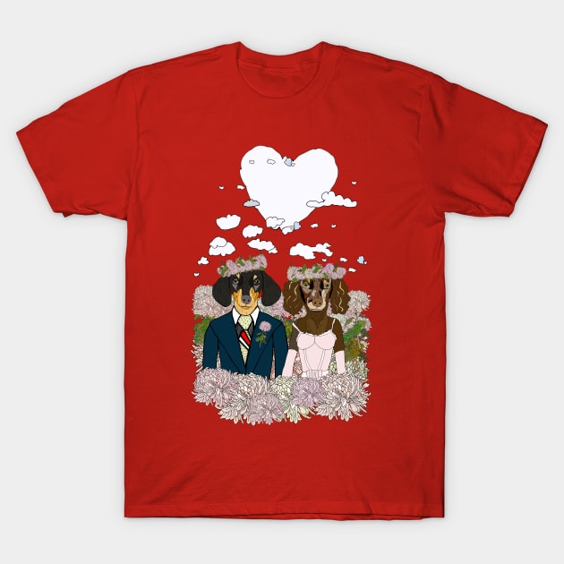 Dachshund Lovers - Honeymoon T-Shirt by notsniwart